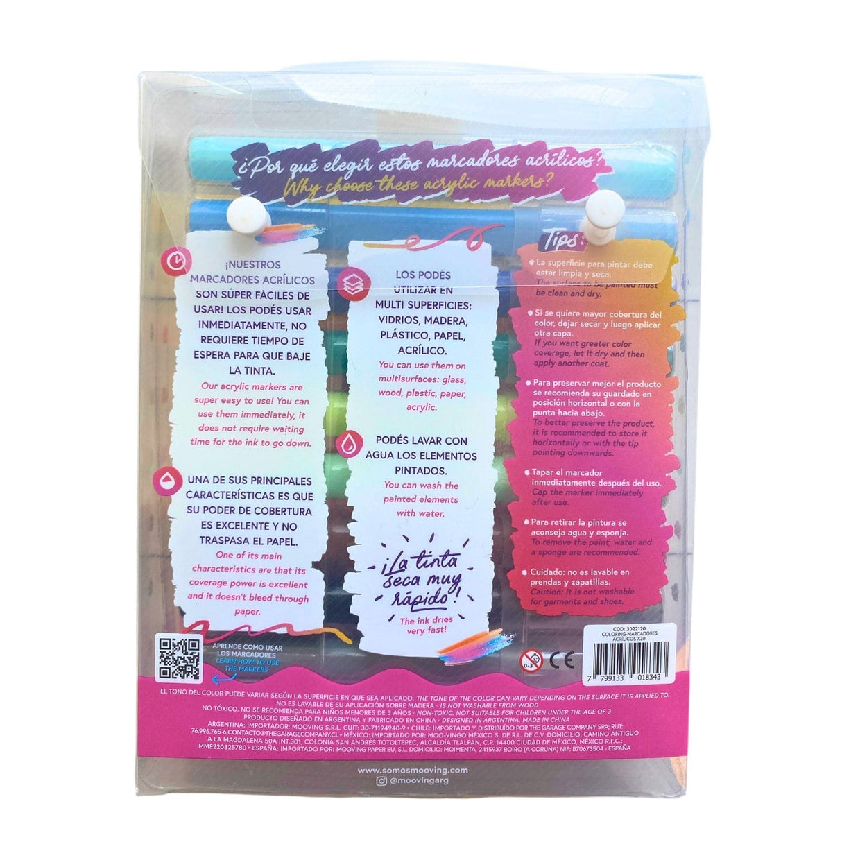 Mooving - Set 20 Marcadores Acrílicos Punta Redonda