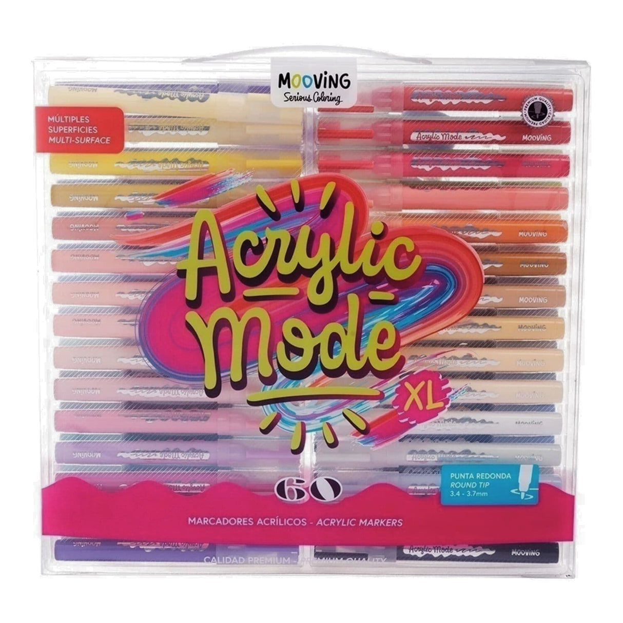 Mooving - Set 60 Marcadores Acrílicos Punta Redonda