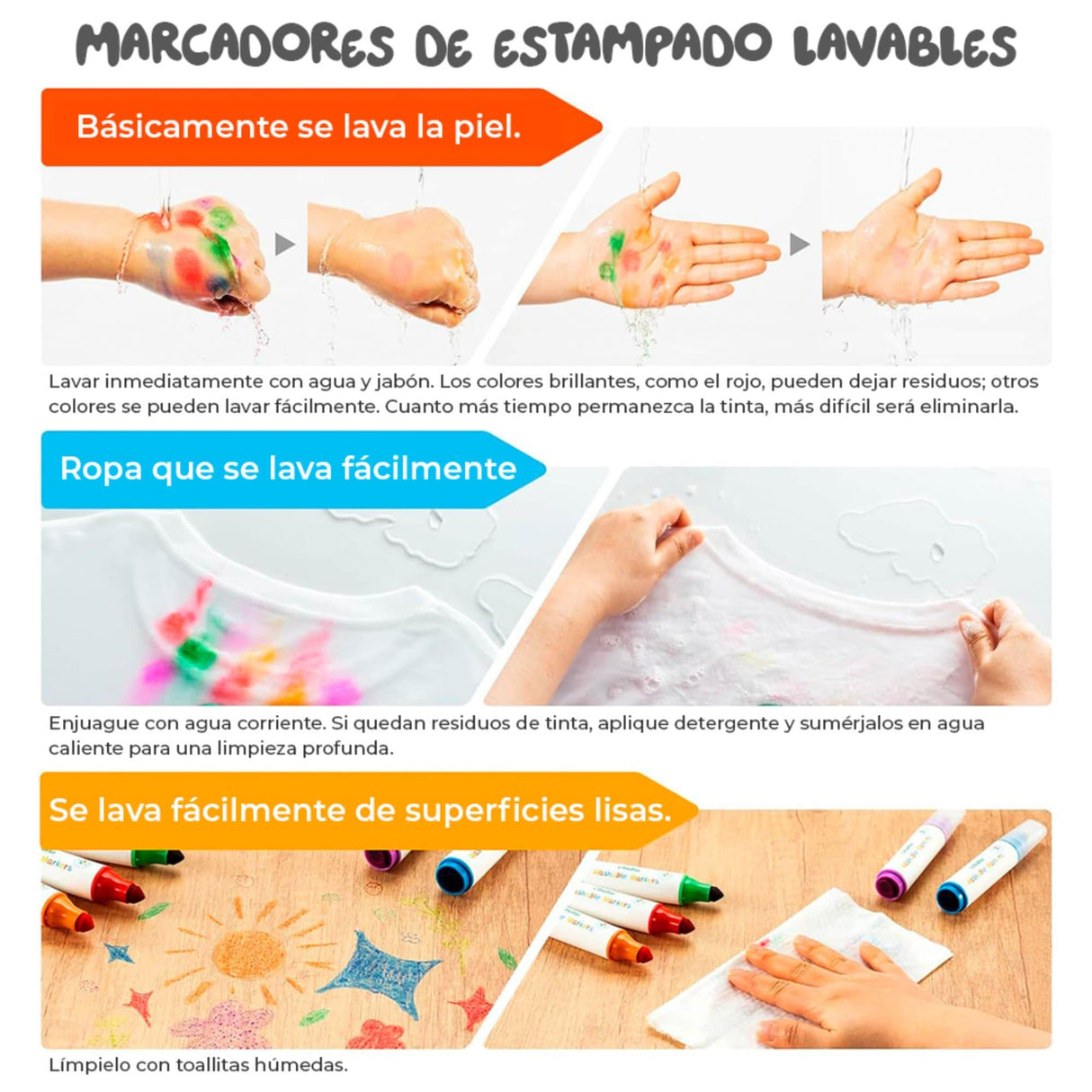 Ohuhu Kainani - Set 12 Marcadores Lavables con Stamper