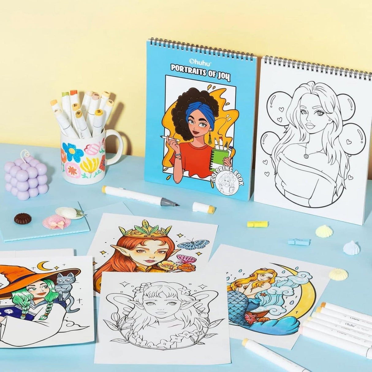 Ohuhu - Libro para Colorear Portraits of Joy