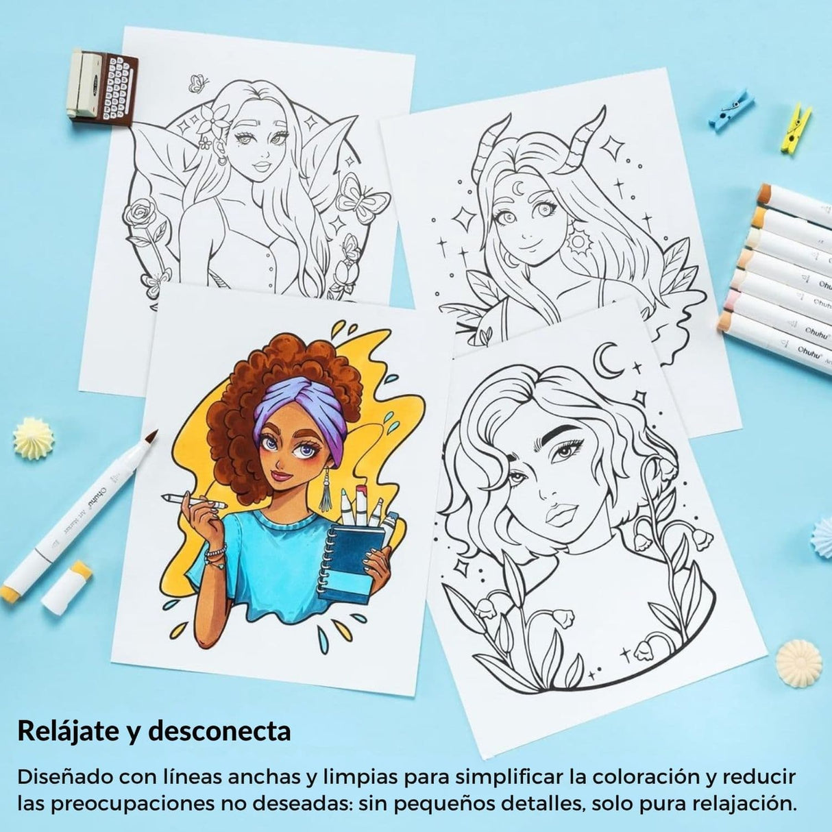 Ohuhu - Libro para Colorear Portraits of Joy