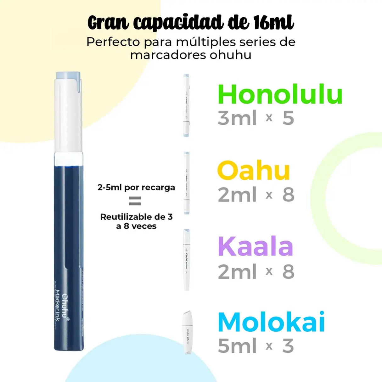 Ohuhu Marker Ink - Tinta al Alcohol Recarga 16 ml