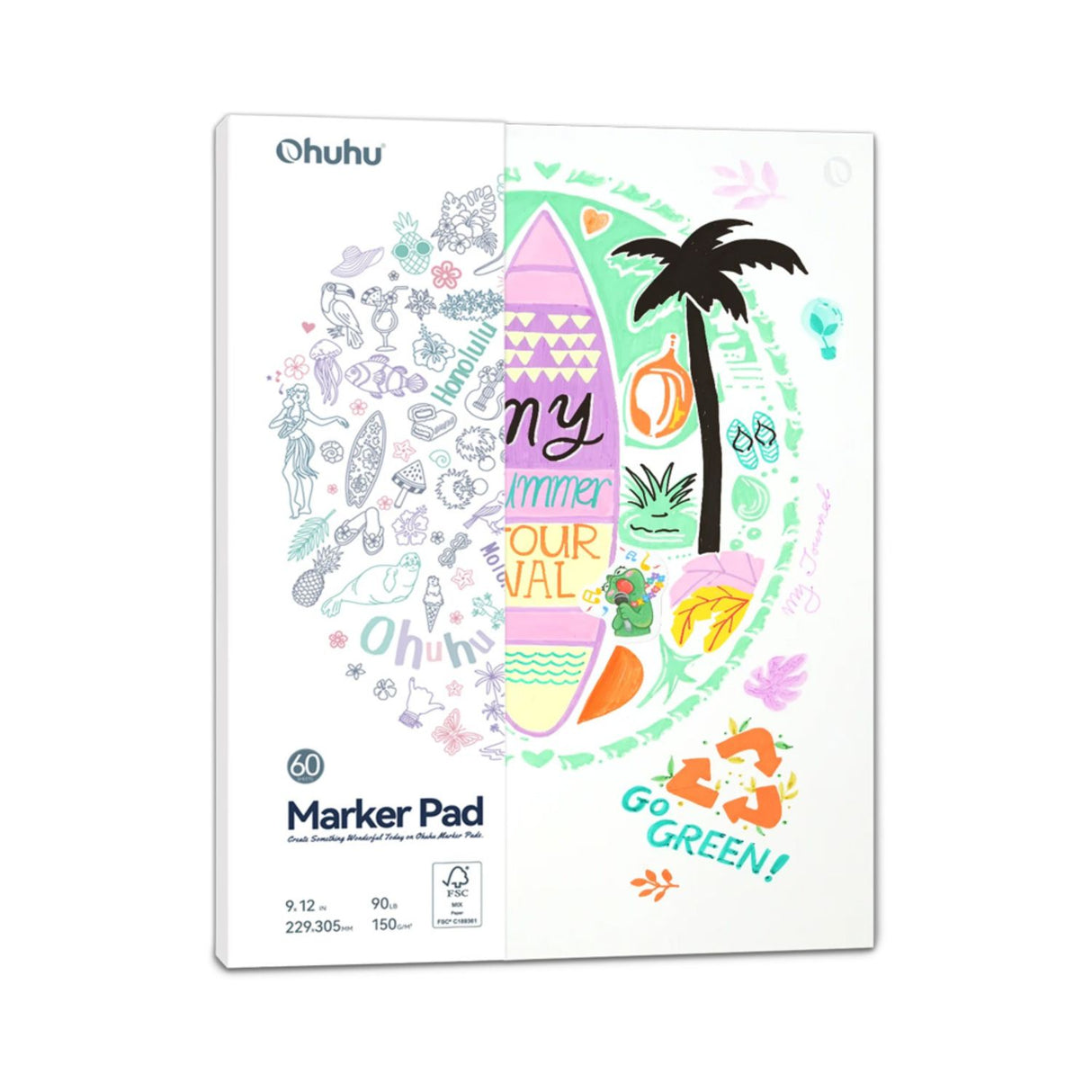 Ohuhu Marker Pad - Block para Marcadores 150 g/m2 60h 22,9 x 30,5 cm