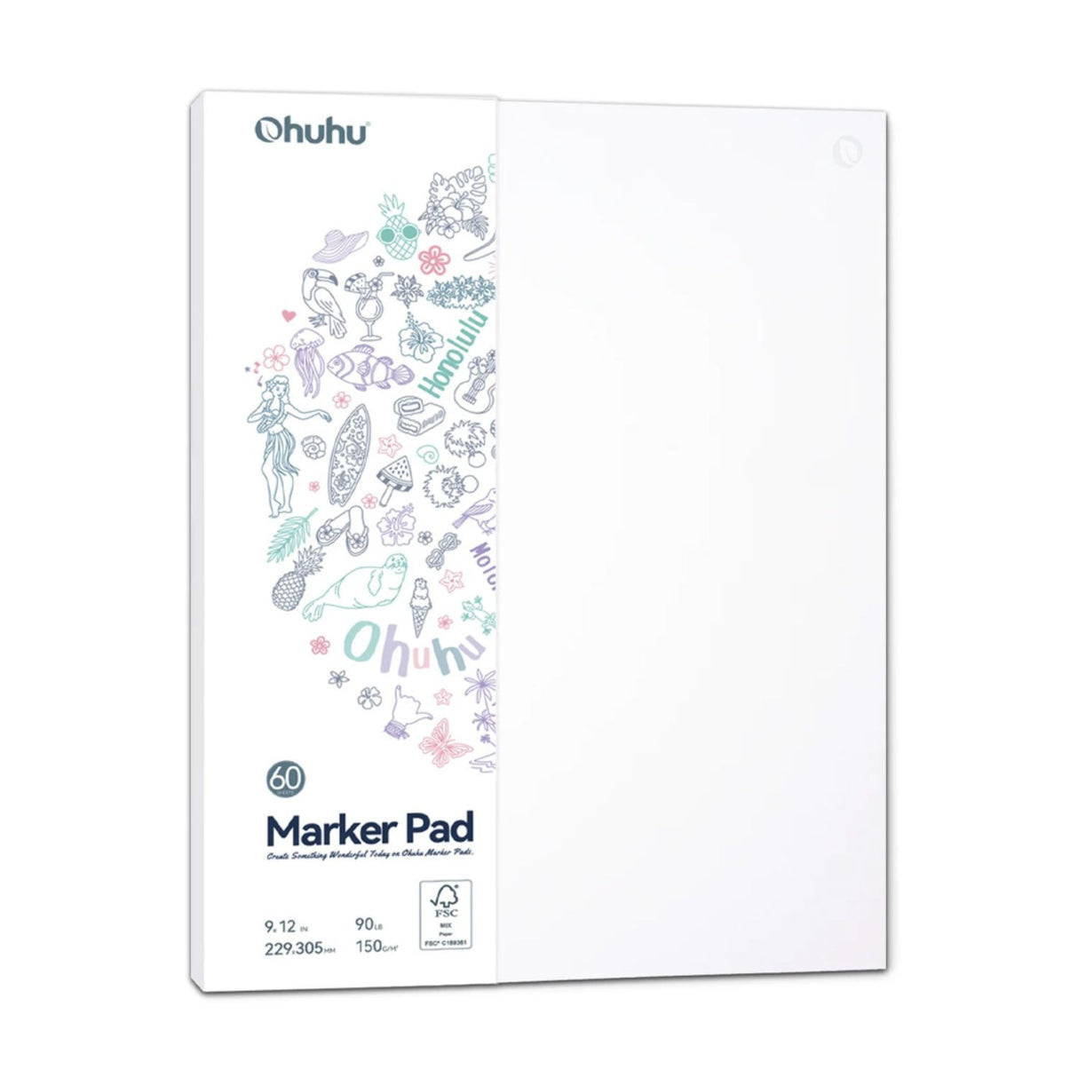 Ohuhu Marker Pad - Block para Marcadores 150 g/m2 60h 22,9 x 30,5 cm