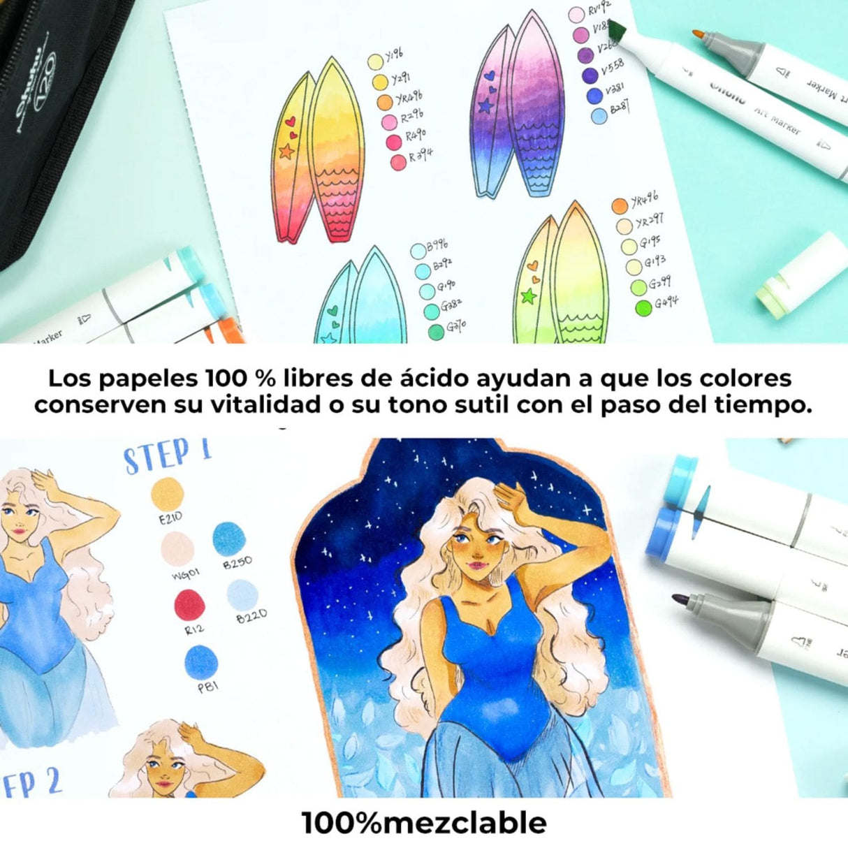 Ohuhu Marker Pad - Croquera para Marcadores 150 g/m2 60h 19,3 x 25,4 cm