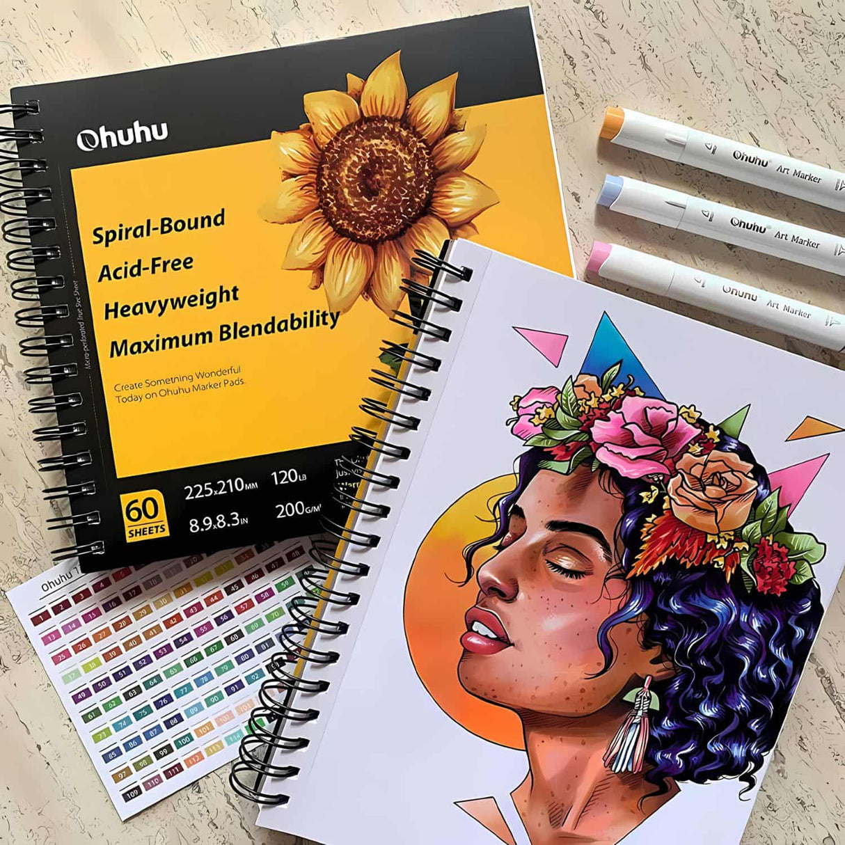 Ohuhu Marker Pad - Croquera para Marcadores 200 g/m2