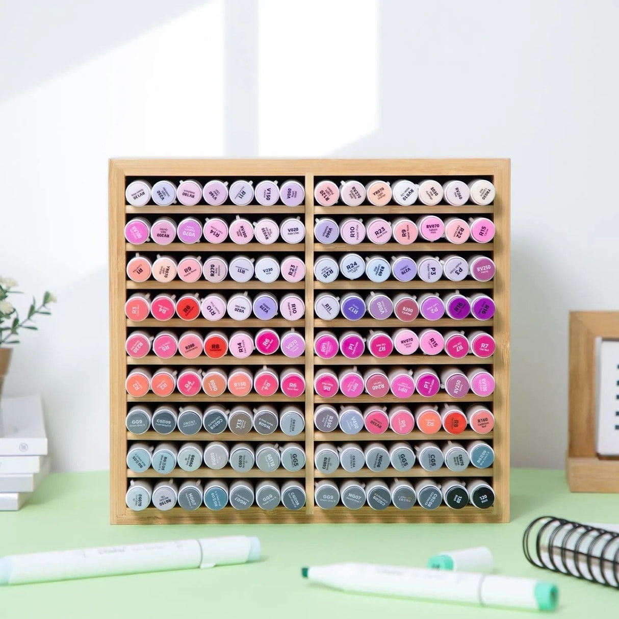 Ohuhu - Organizador Bambú para 126 Marcadores