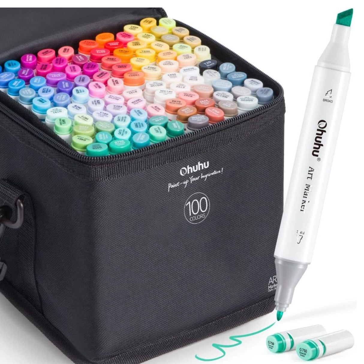 Ohuhu - Set 100 Marcadores al Alcohol Oahu Doble Punta