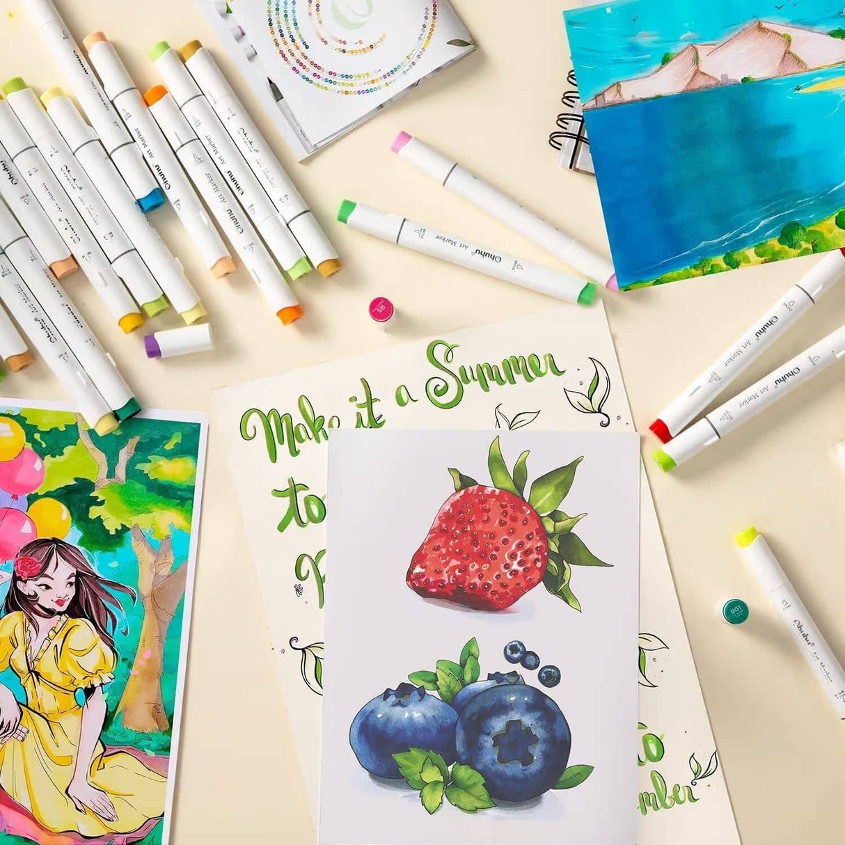 Ohuhu - Set 104 Marcadores al Alcohol Honolulu A Doble Punta