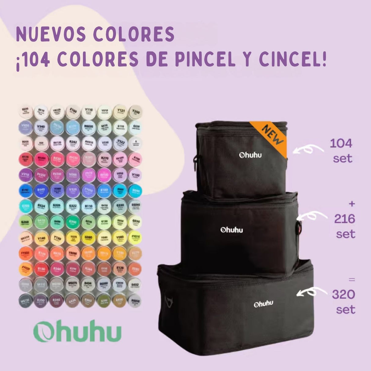 Ohuhu - Set 104 Marcadores al Alcohol Honolulu A Doble Punta