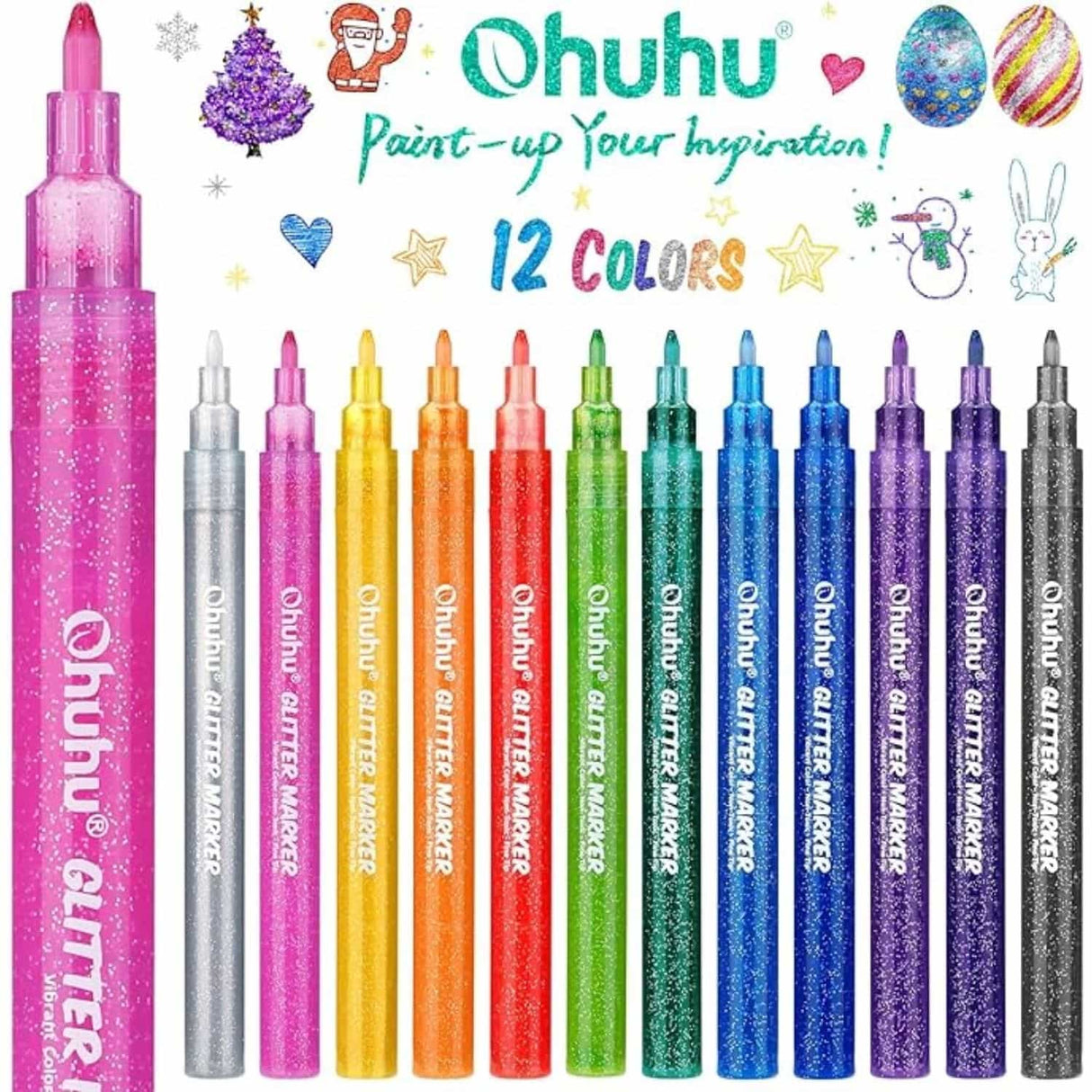 Ohuhu - Set 12 Marcadores Glitter Marker