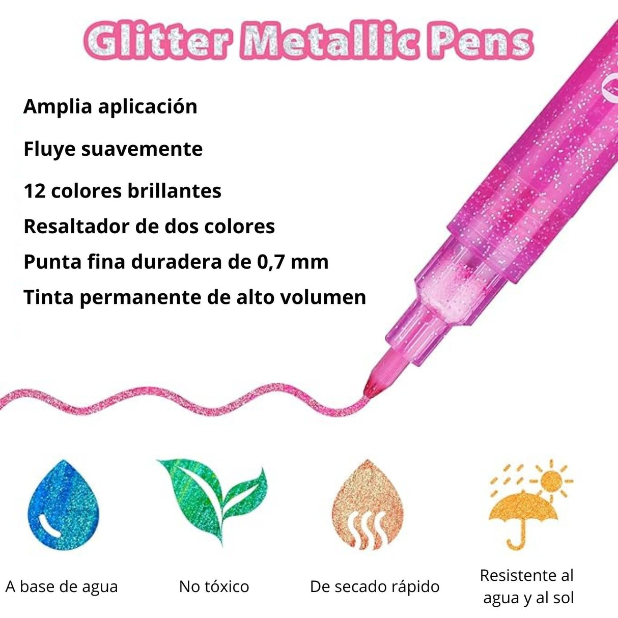 Ohuhu - Set 12 Marcadores Glitter Marker
