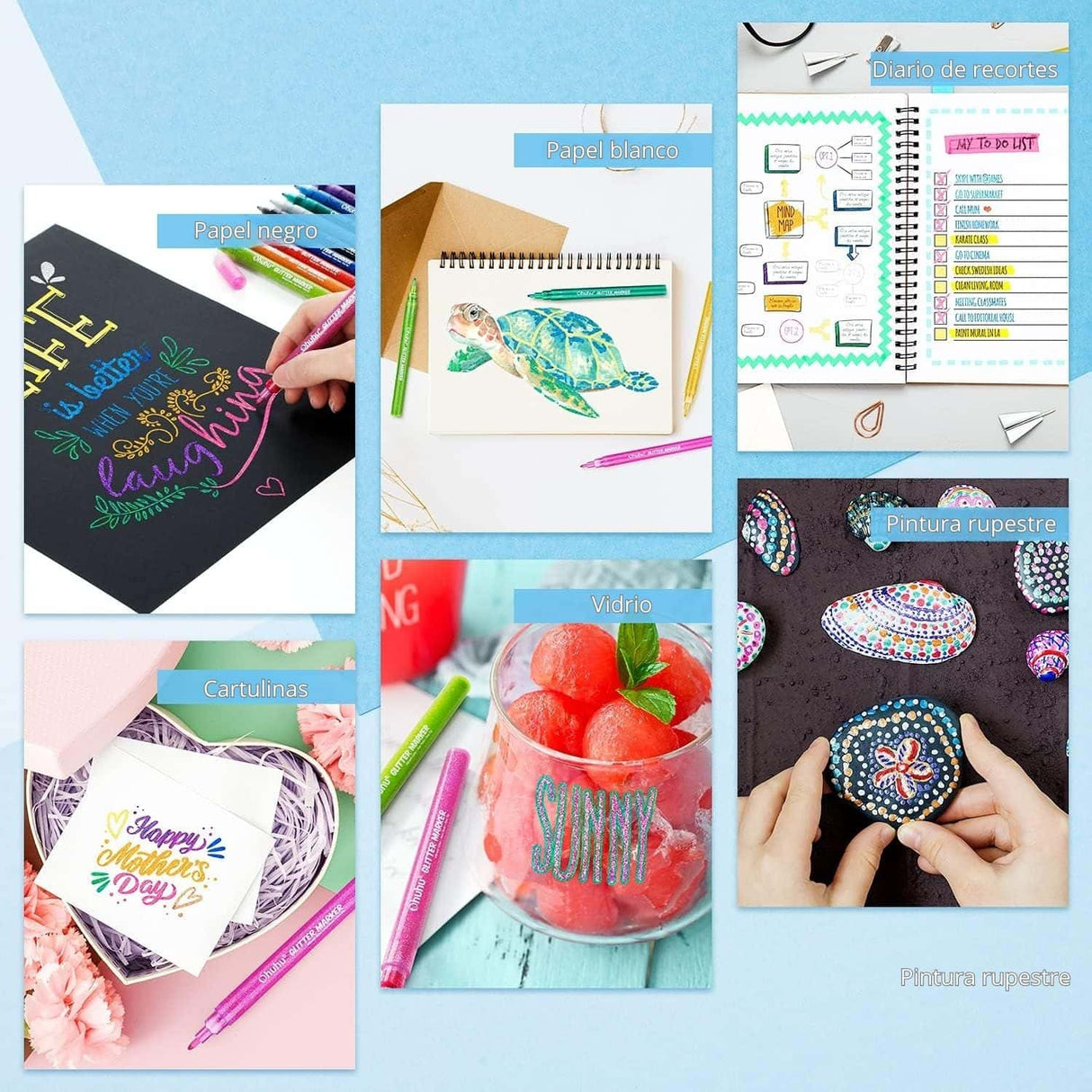 Ohuhu - Set 12 Marcadores Glitter Marker