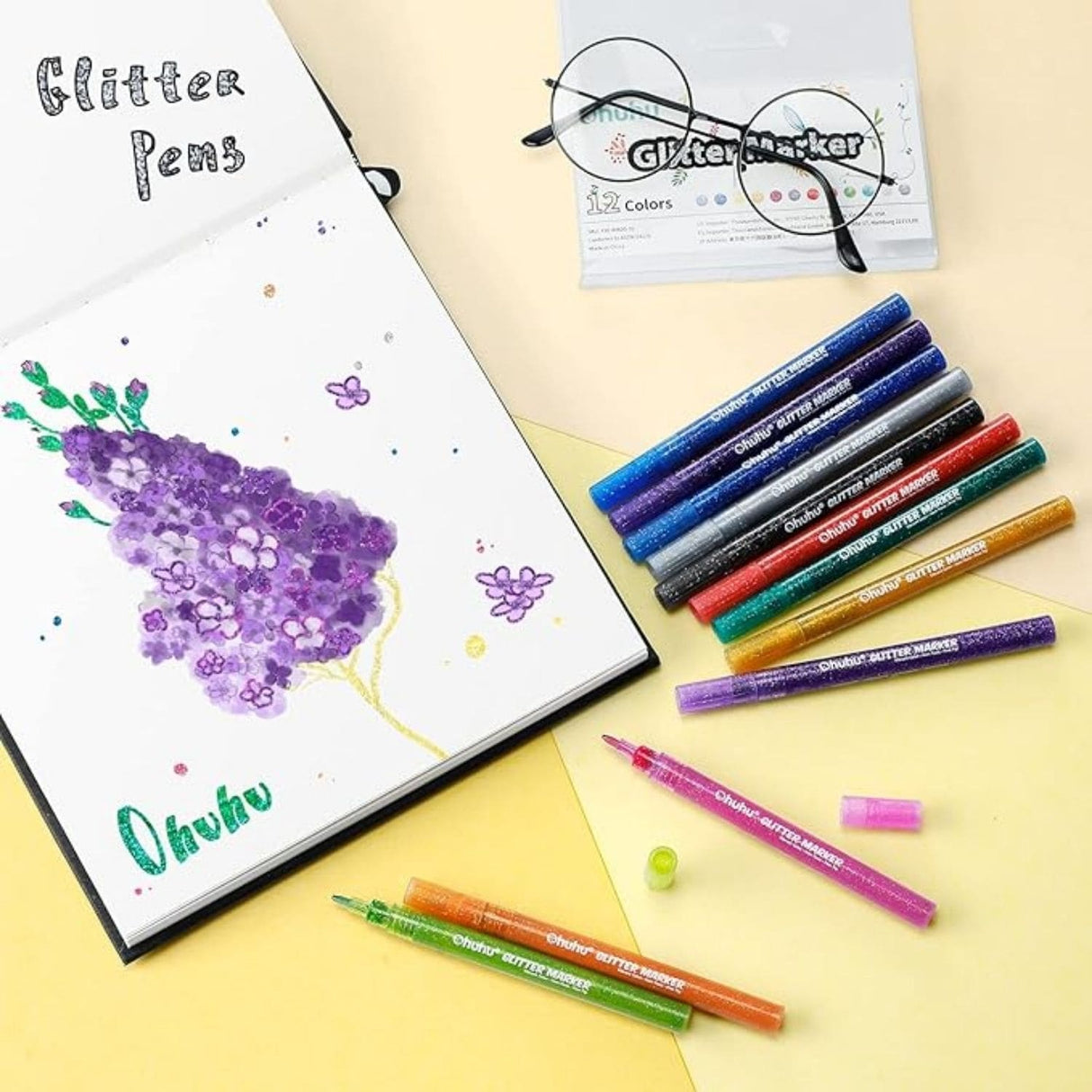 Ohuhu - Set 12 Marcadores Glitter Marker