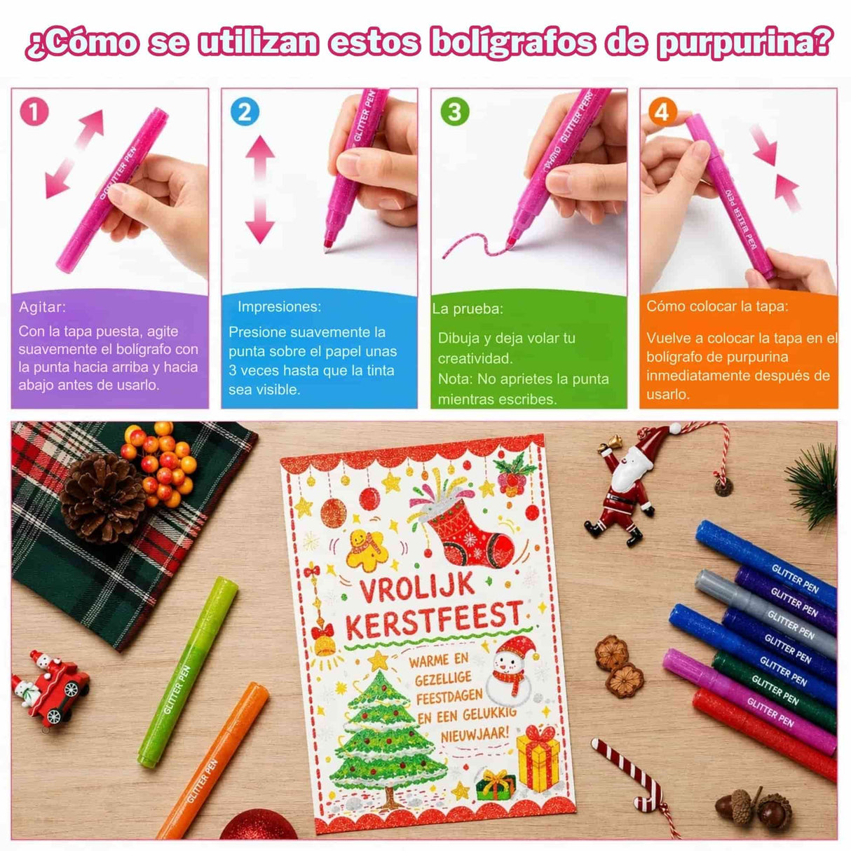 Ohuhu - Set 12 Marcadores Glitter Marker Punta Ancha