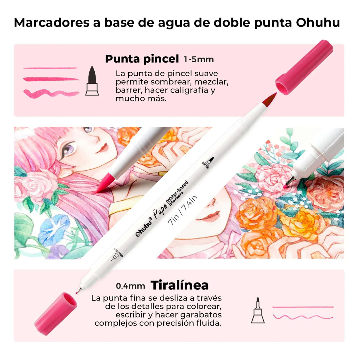 Ohuhu - Set 120 Marcadores a Base de Agua Pupe Doble Punta