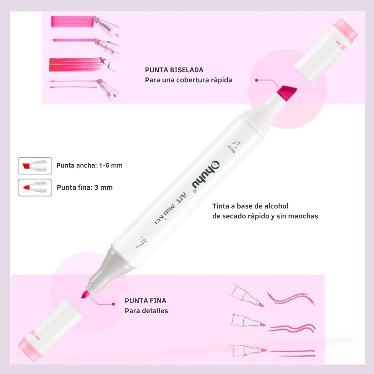 Ohuhu - Set 120 Marcadores al Alcohol Oahu Doble Punta