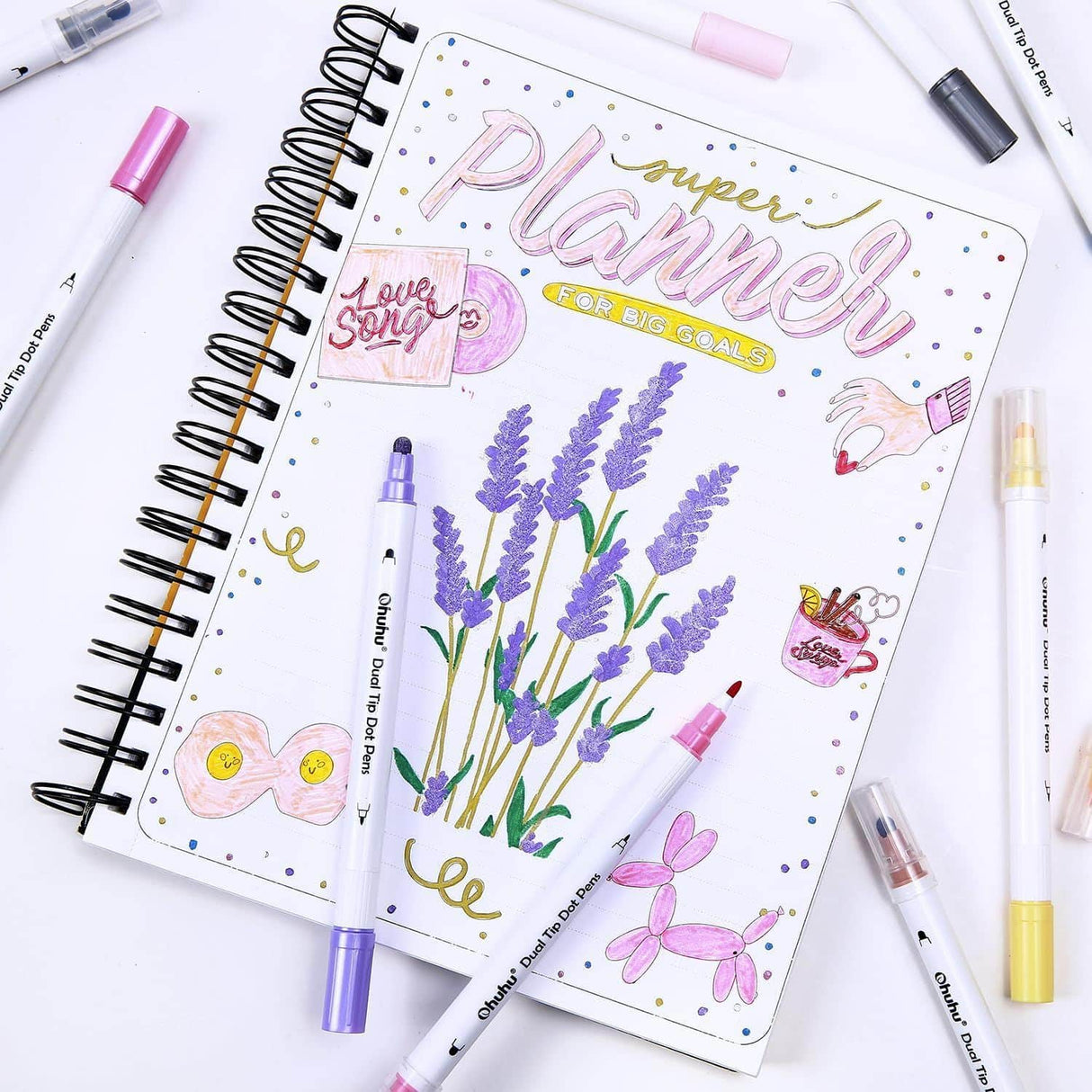 Ohuhu - Set 15 Marcadores Dot Pen Doble Punta