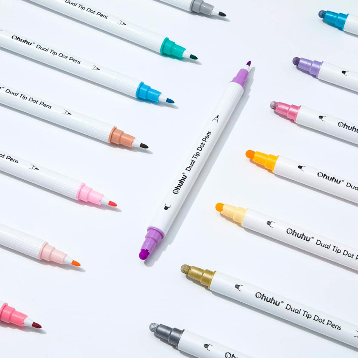 Ohuhu - Set 15 Marcadores Dot Pen Doble Punta