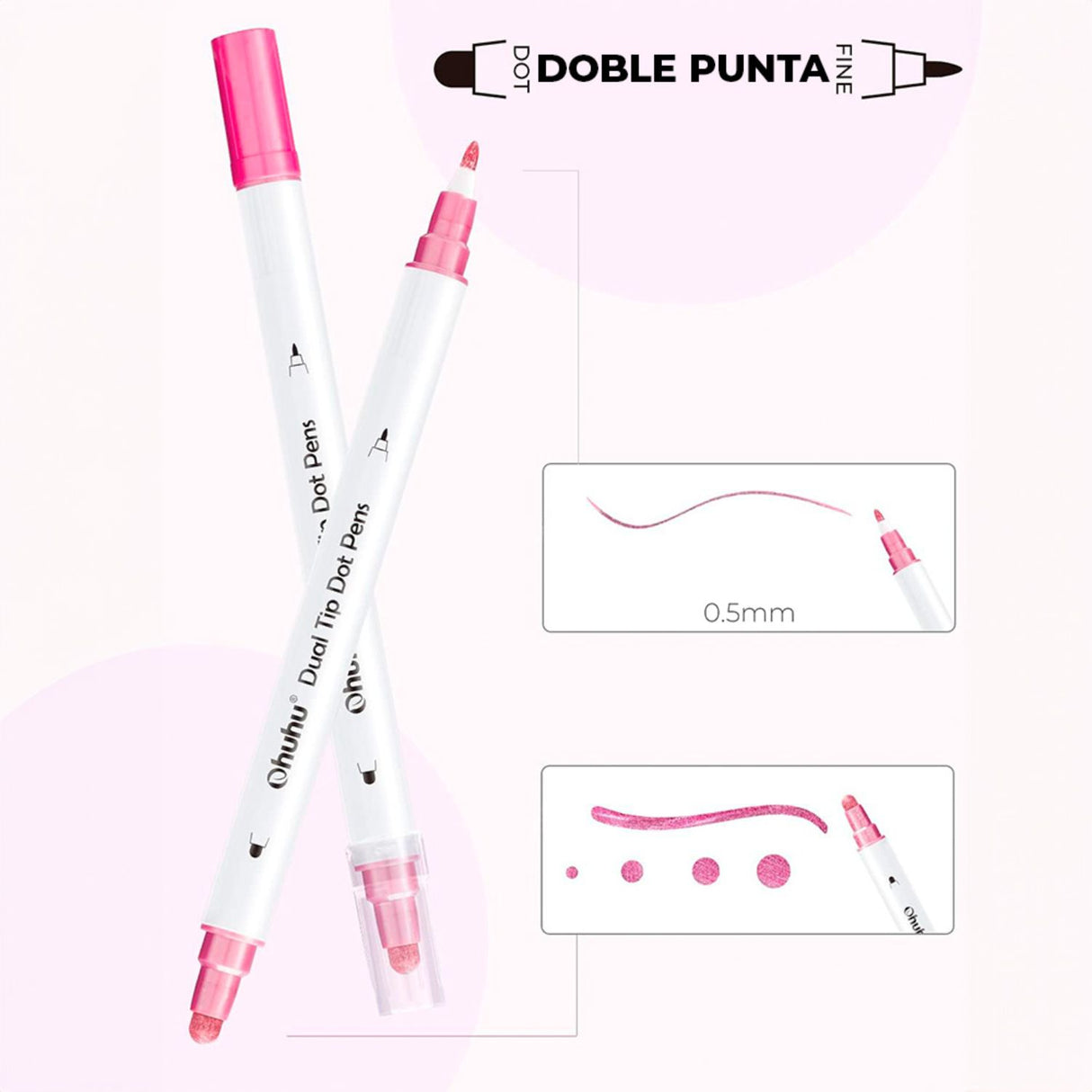 Ohuhu - Set 15 Marcadores Dot Pen Doble Punta