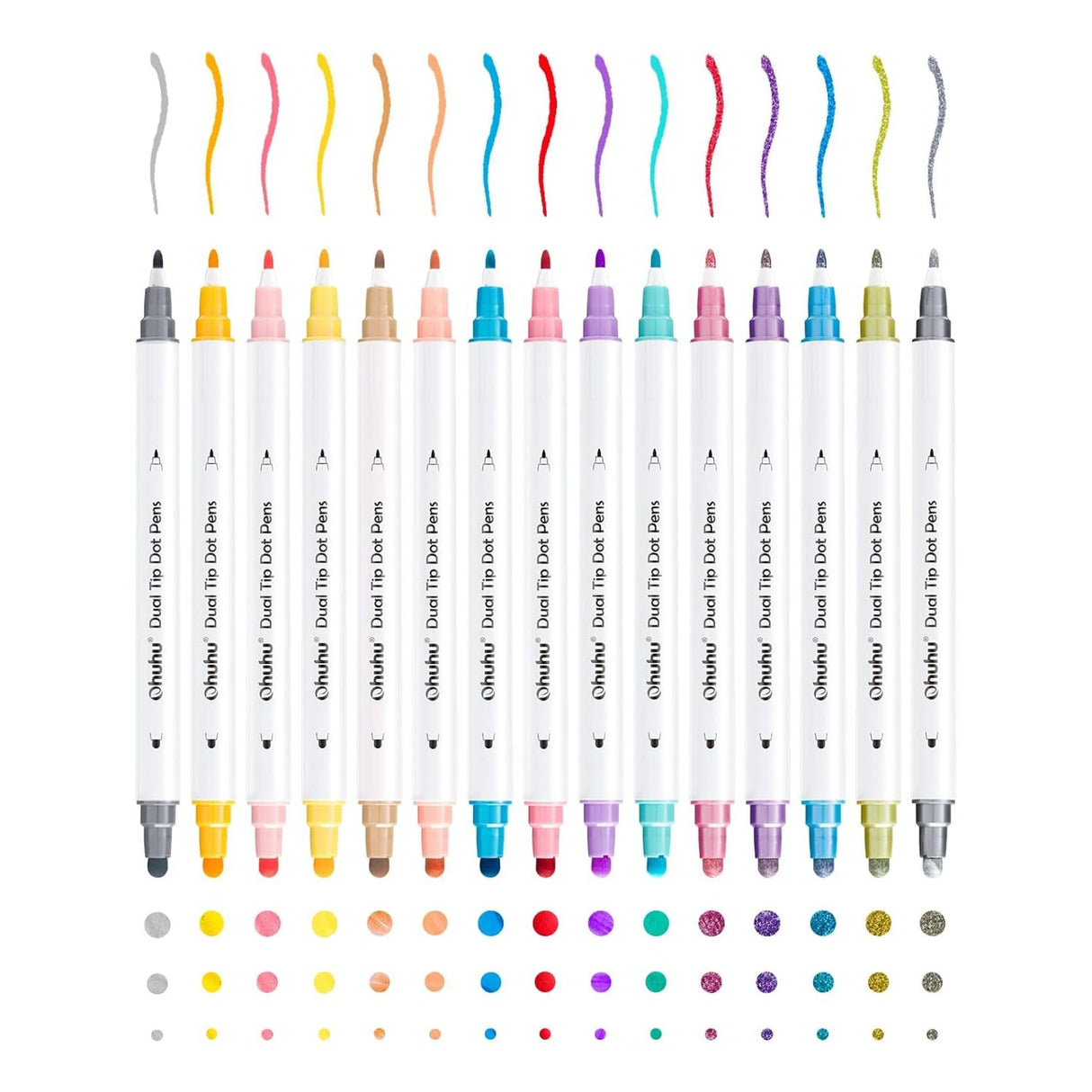 Ohuhu - Set 15 Marcadores Dot Pen Doble Punta