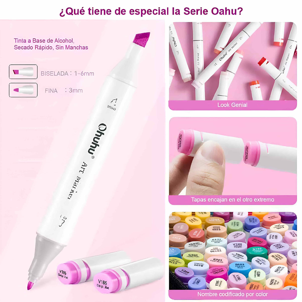 Ohuhu - Set 160 Marcadores al Alcohol Oahu Doble Punta