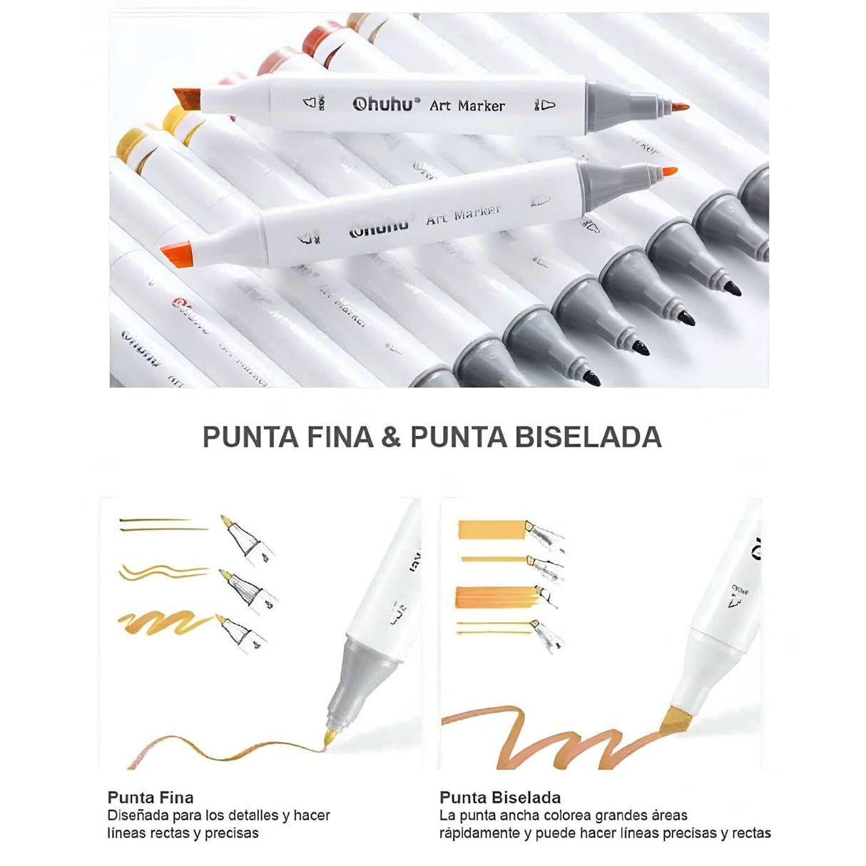 Ohuhu - Set 160 Marcadores al Alcohol Oahu Doble Punta