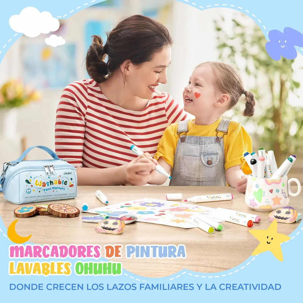 Ohuhu - Set 24 Marcadores Acrílicos Washable para Niños