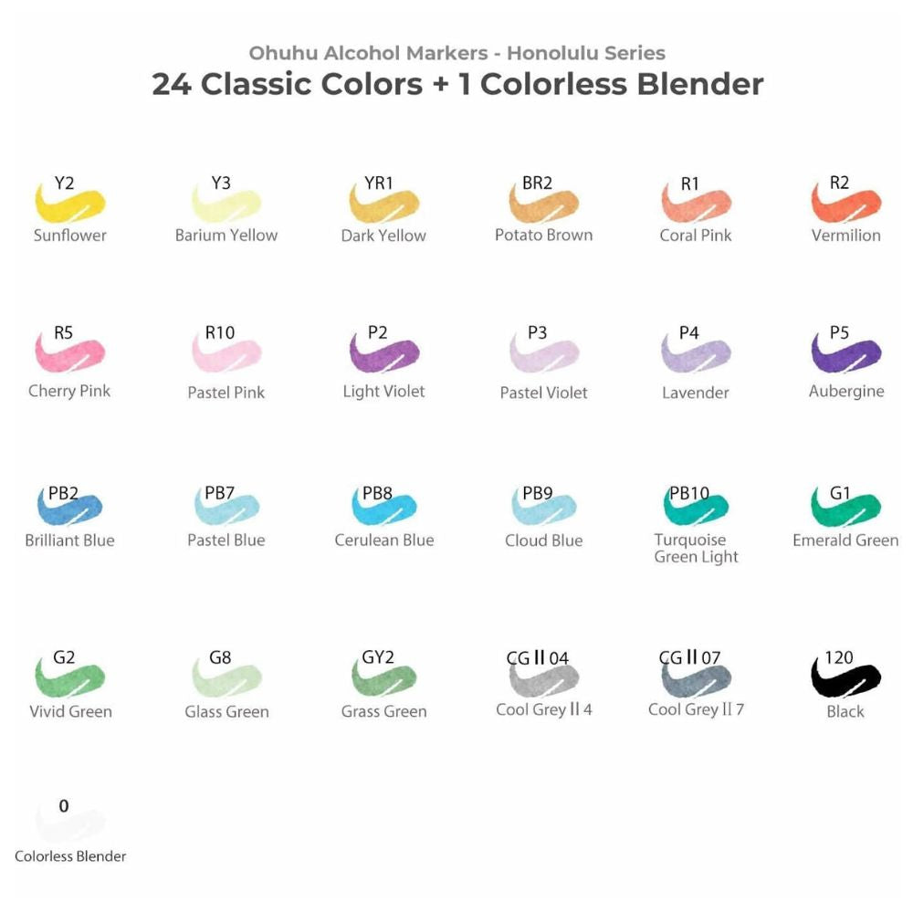 Ohuhu - Set 24 Marcadores al Alcohol Honolulu A Doble Punta