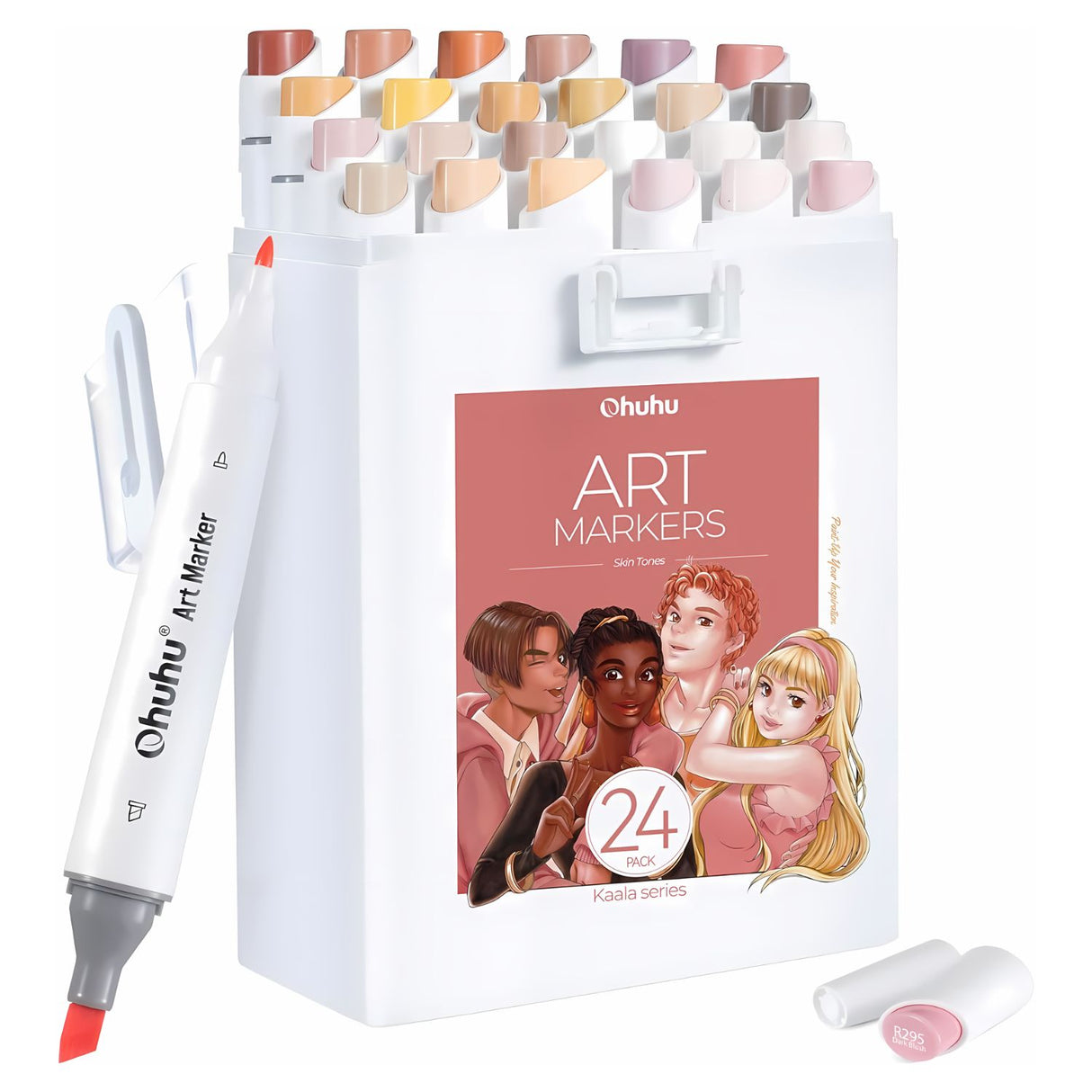 Ohuhu - Set 24 Marcadores al Alcohol Kaala Skin Tones Fina y Biselada