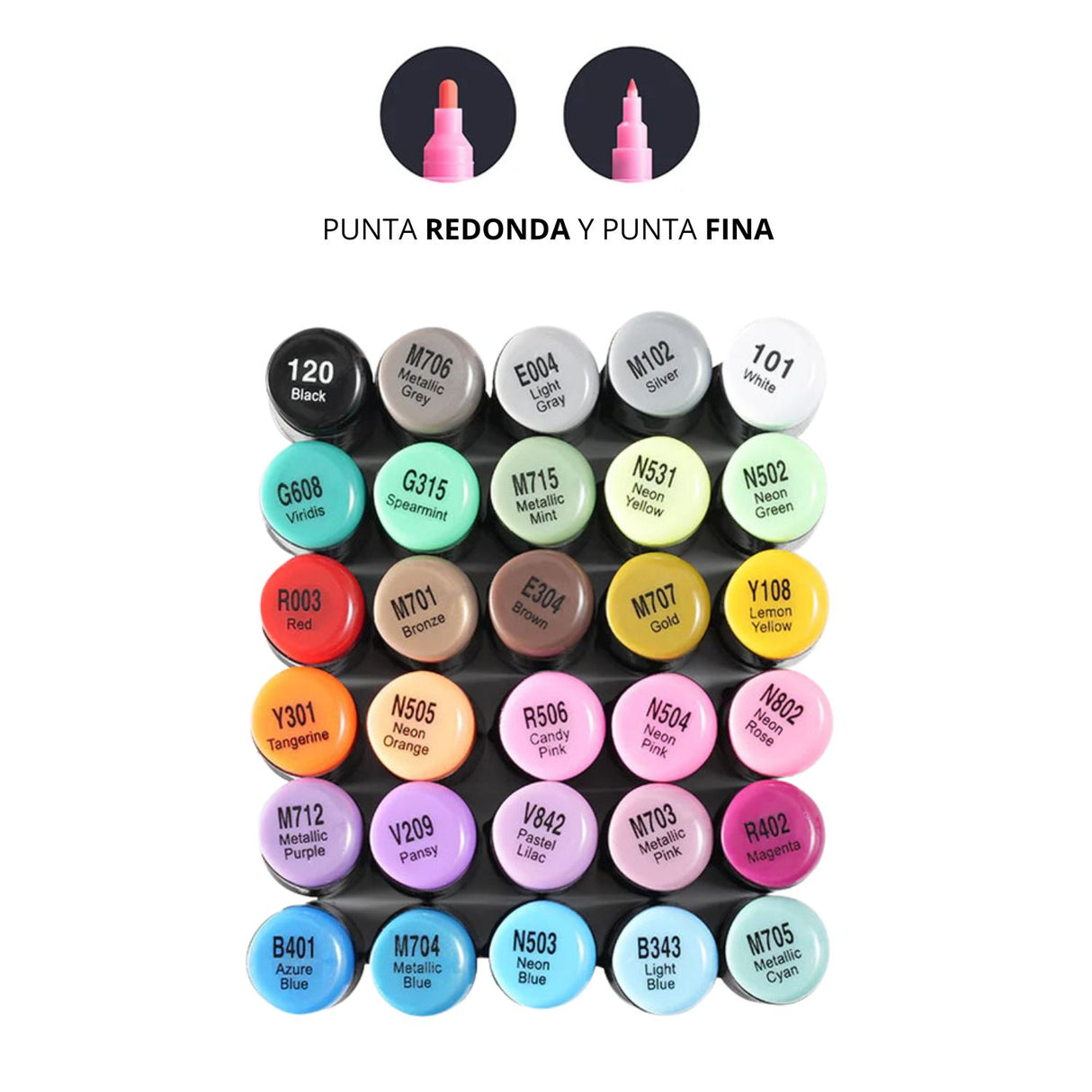 Ohuhu - Set 30 Marcadores Acrílicos Kakaako Doble Punta