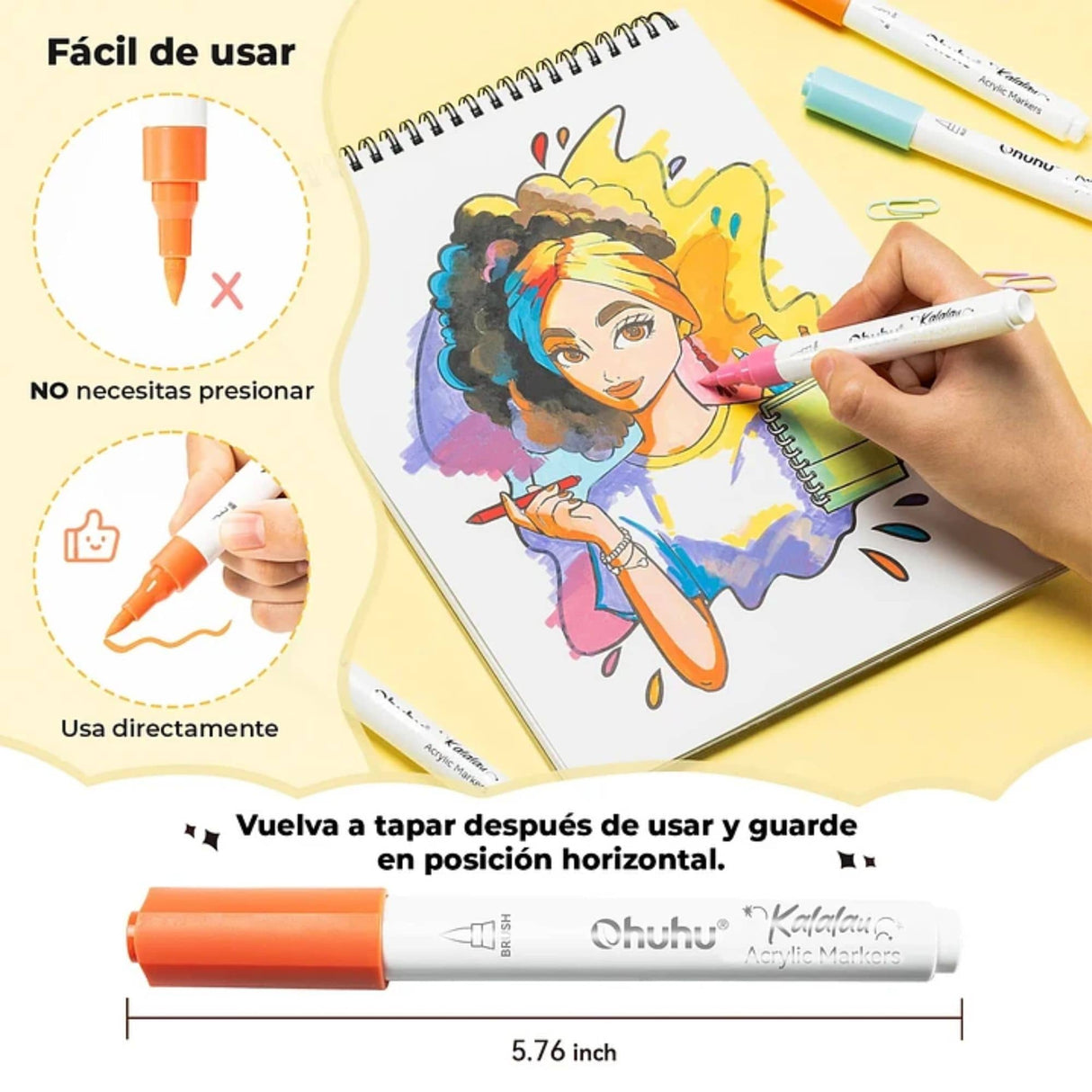 Ohuhu - Set 30 Marcadores Acrílicos Kalalau Punta Pincel