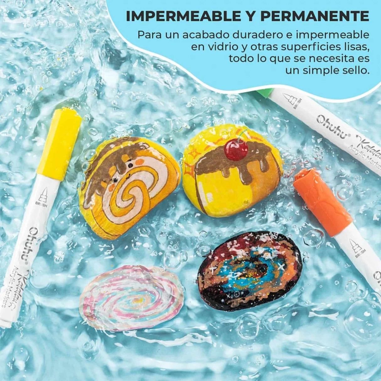 Ohuhu - Set 30 Marcadores Acrílicos Kalalau Punta Pincel