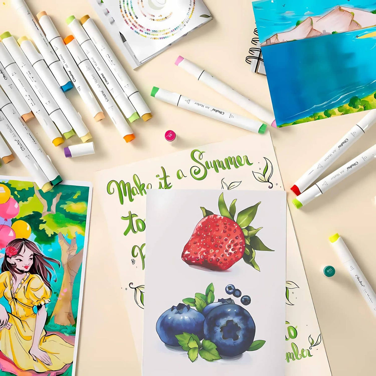 Ohuhu - Set 320 Marcadores al Alcohol Honolulu B Doble Punta