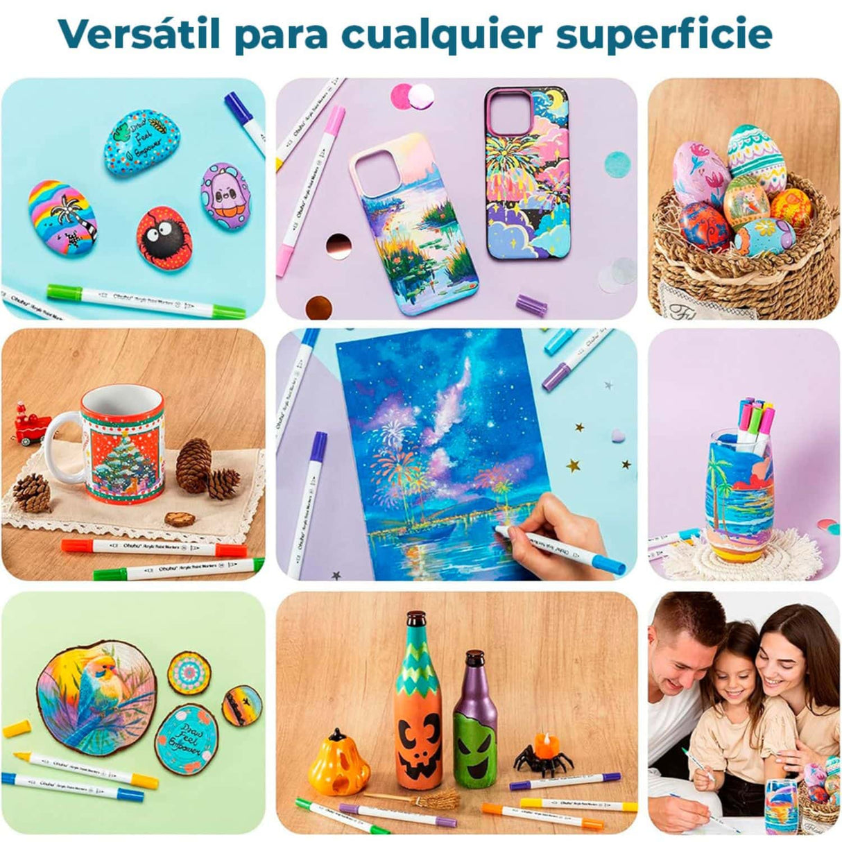 Ohuhu - Set 36 Marcadores Acrílicos Punta Fina y Pincel