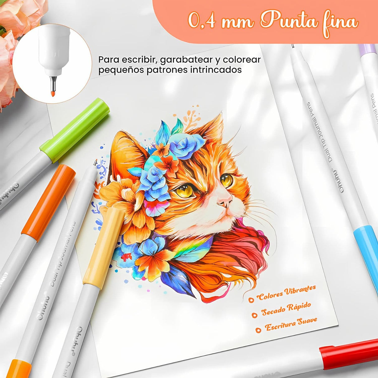 Ohuhu - Set 40 Marcadores a Base de Agua Doble Punta