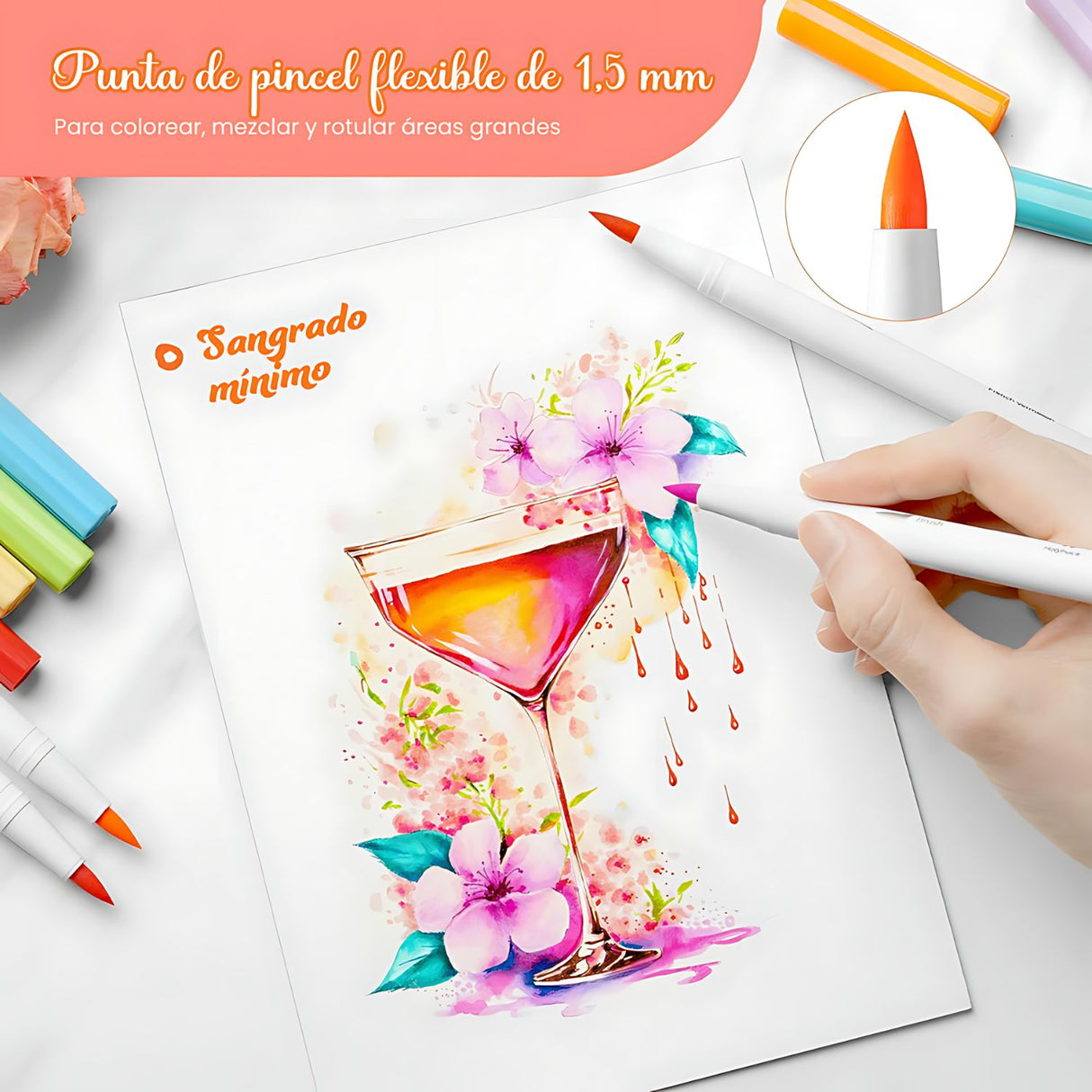 Ohuhu - Set 40 Marcadores a Base de Agua Doble Punta