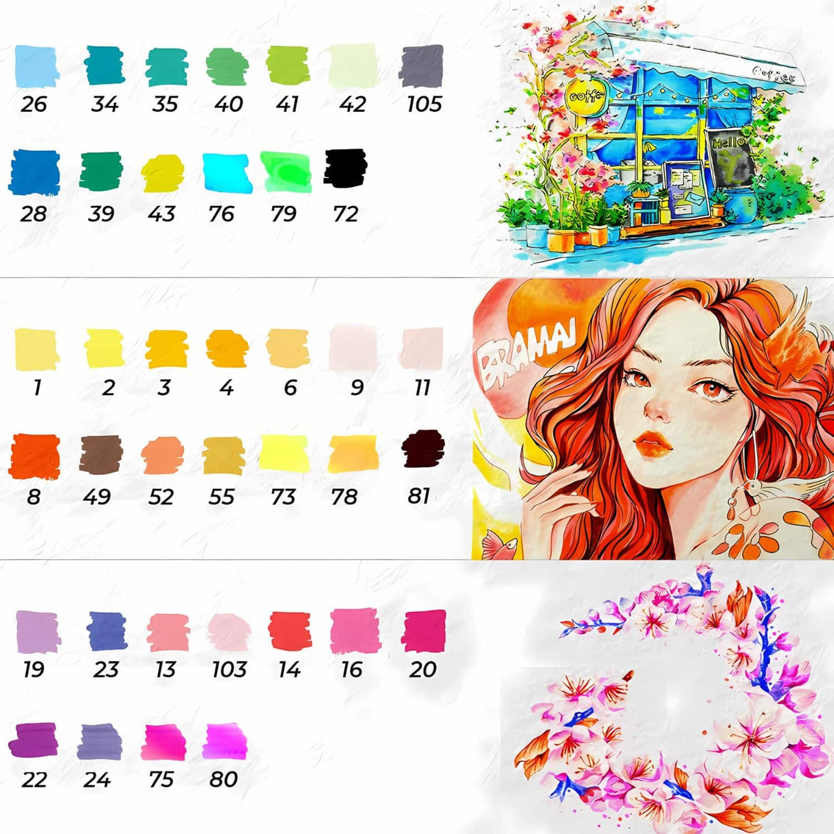 Ohuhu - Set 40 Marcadores a Base de Agua Doble Punta