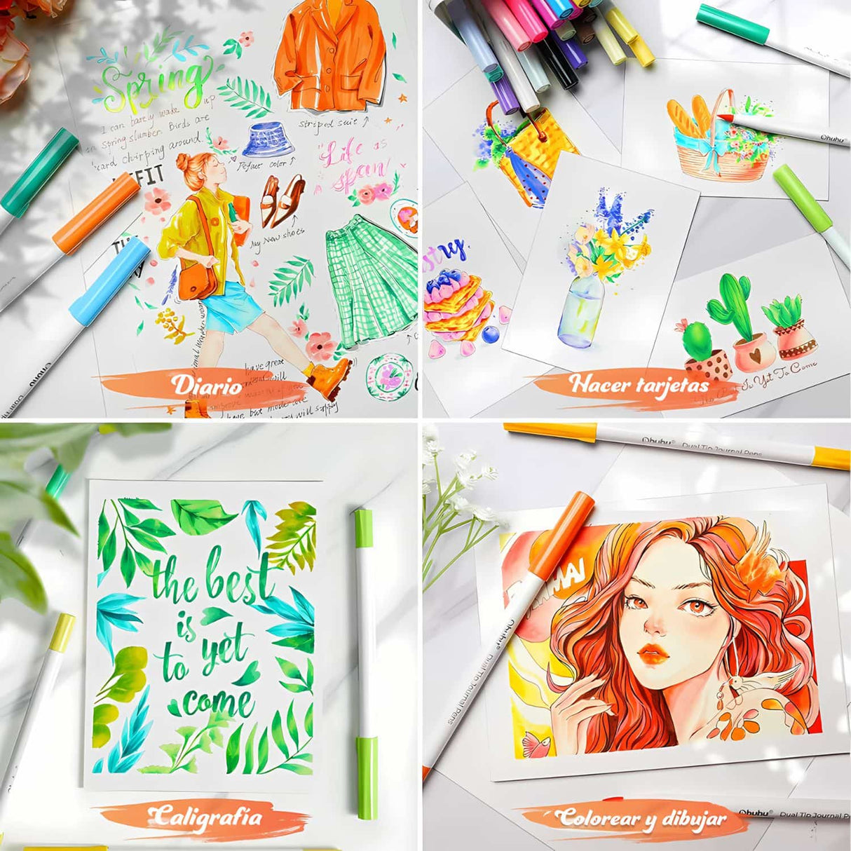 Ohuhu - Set 40 Marcadores a Base de Agua Doble Punta