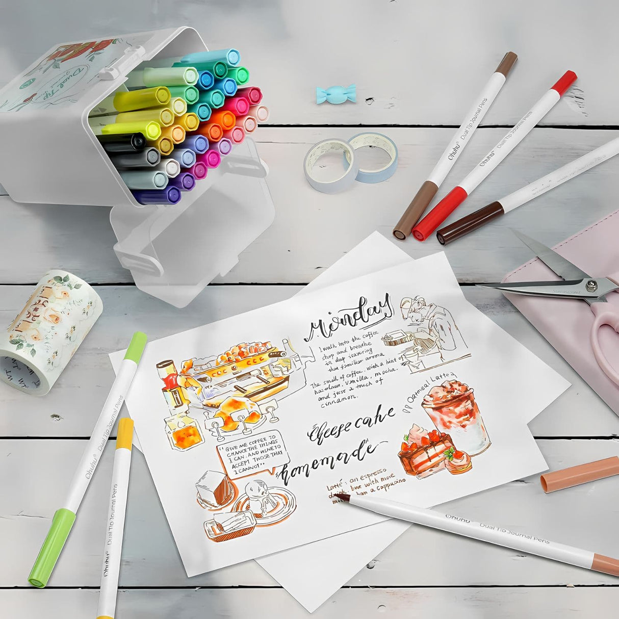 Ohuhu - Set 40 Marcadores a Base de Agua Doble Punta