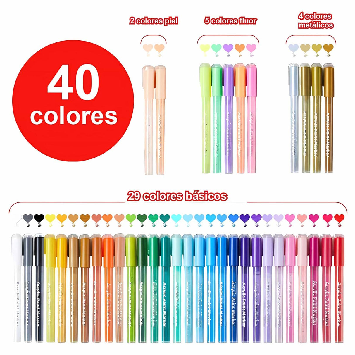 Ohuhu - Set 40 Marcadores Acrílicos para Manualidades