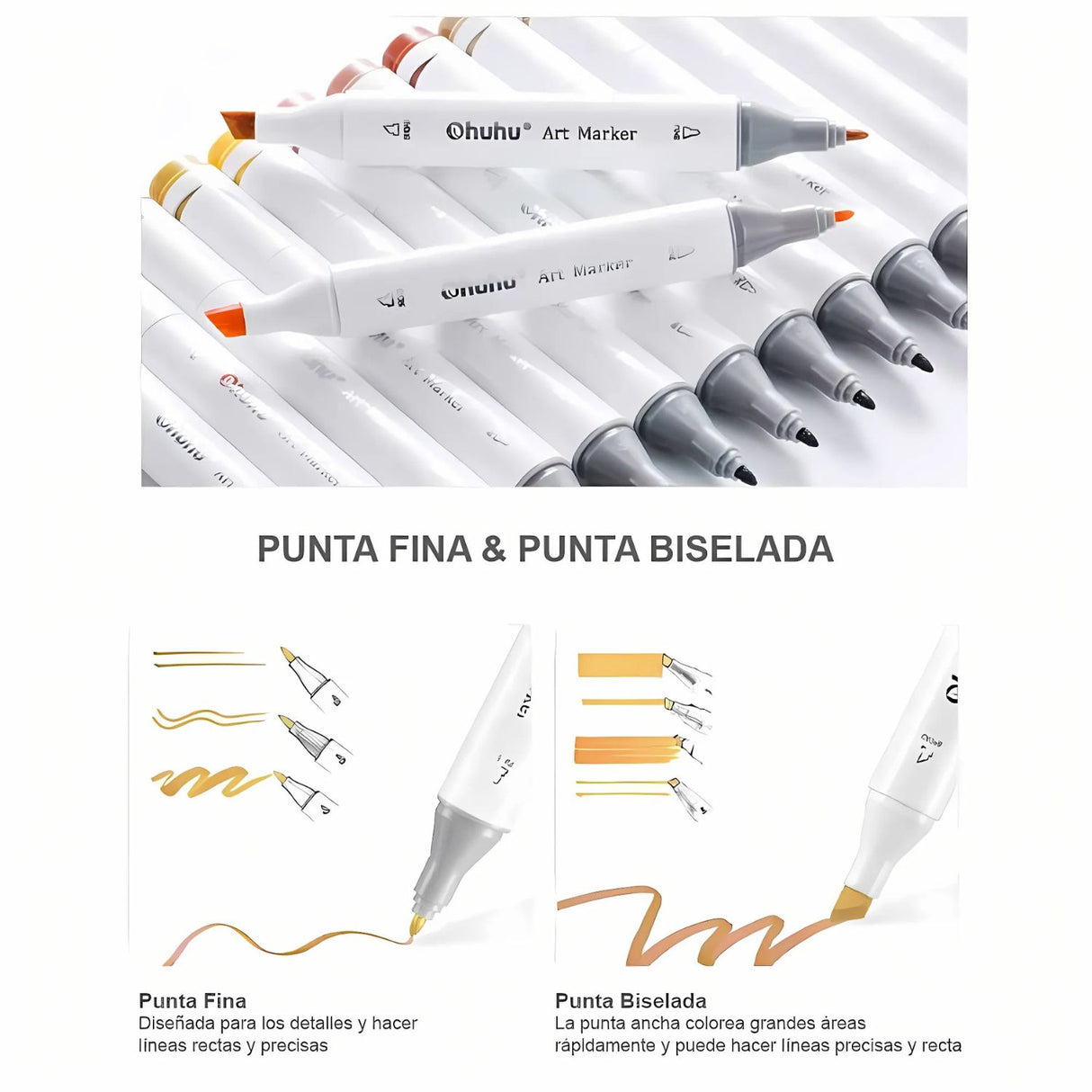 Ohuhu - Set 40 Marcadores al Alcohol Oahu Doble Punta