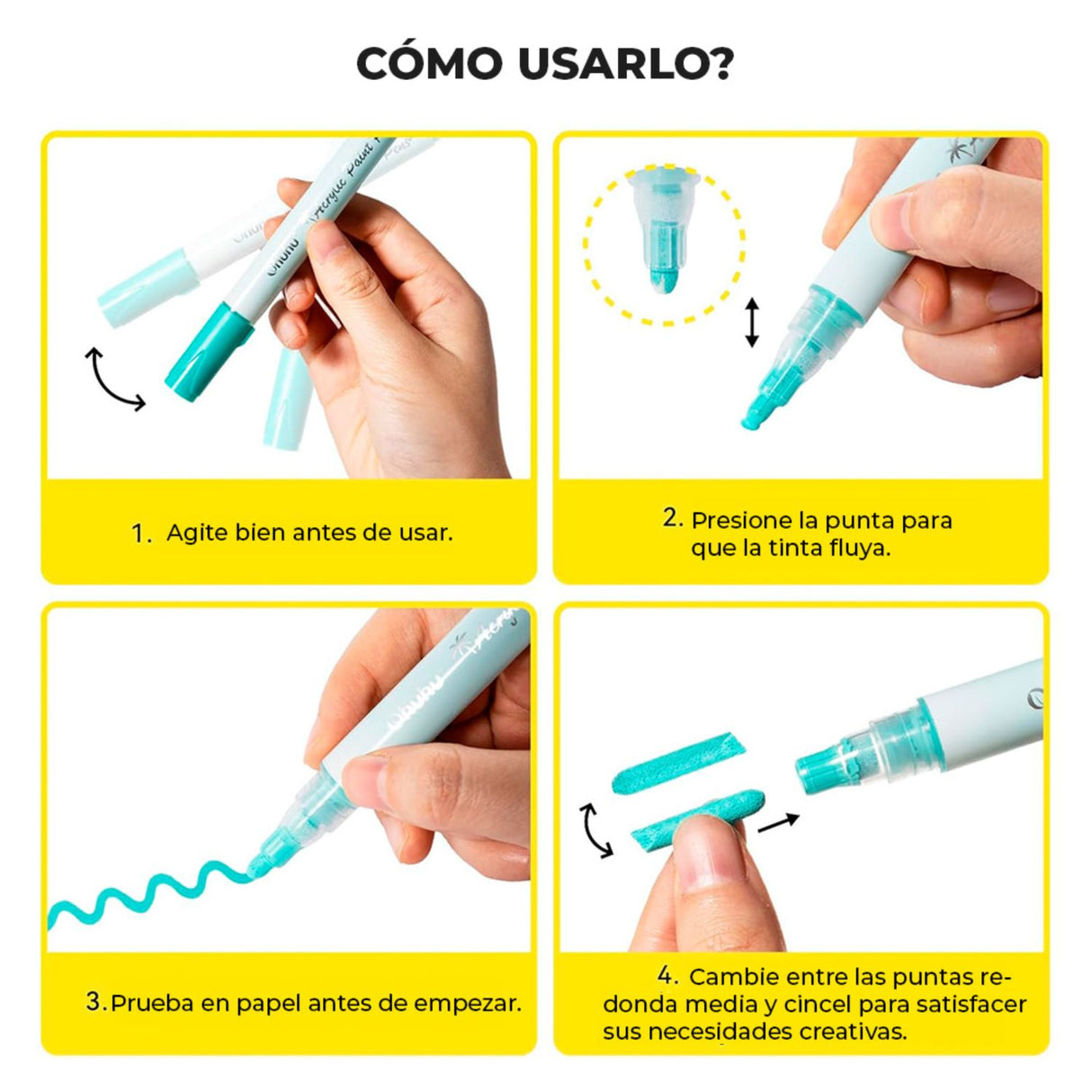 Ohuhu - Set 48 Marcadores Acrílicos (24 Punta Fina + 24 Punta Reversible)