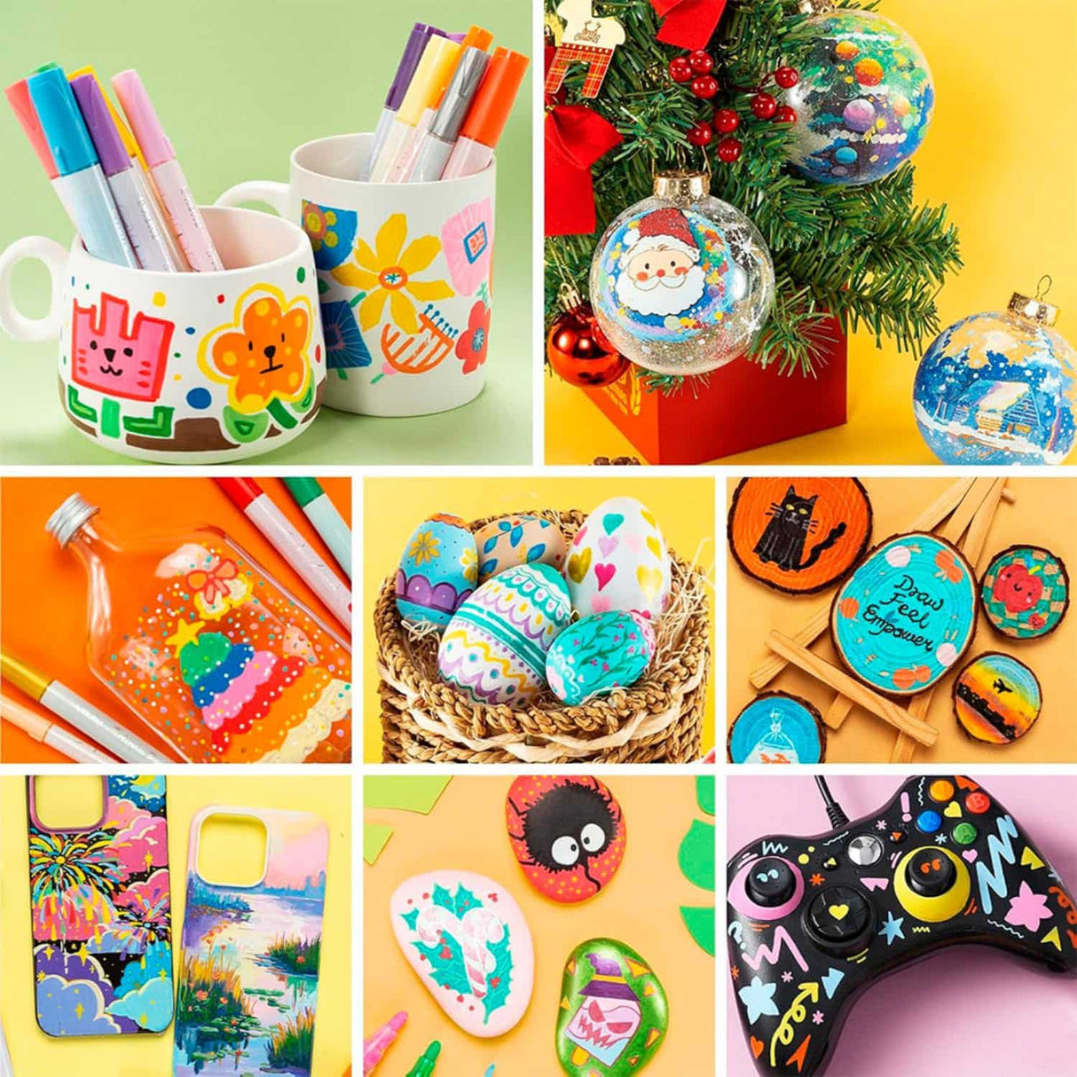 Ohuhu - Set 48 Marcadores Acrílicos (24 Punta Fina + 24 Punta Reversible)