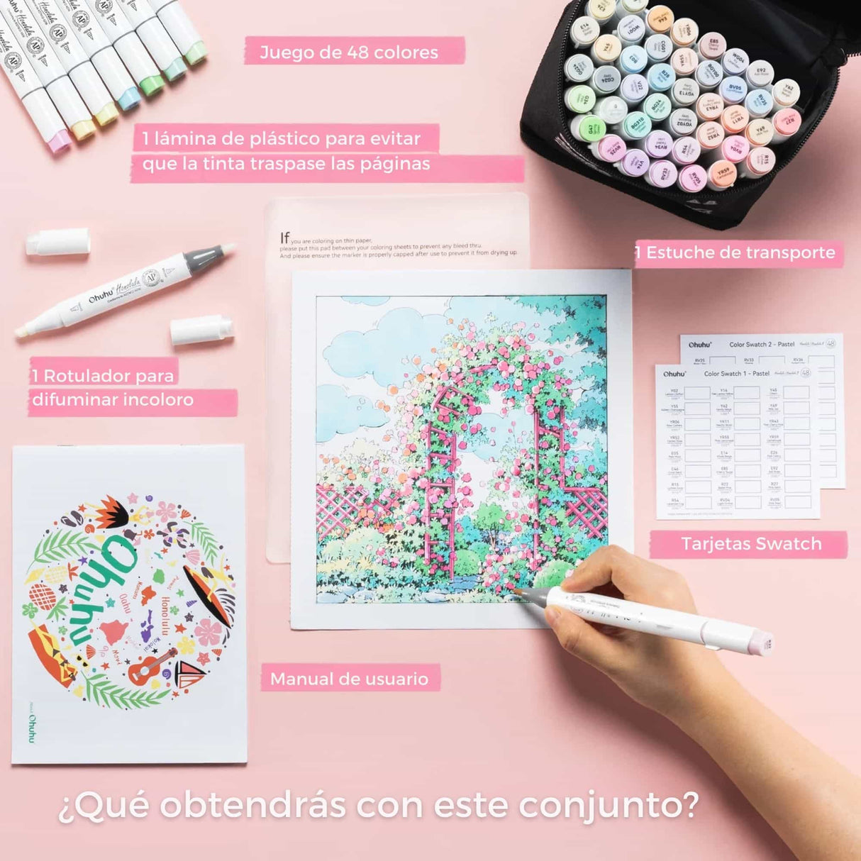 Ohuhu - Set 48 Marcadores al Alcohol Honolulu A Doble Punta Pastel