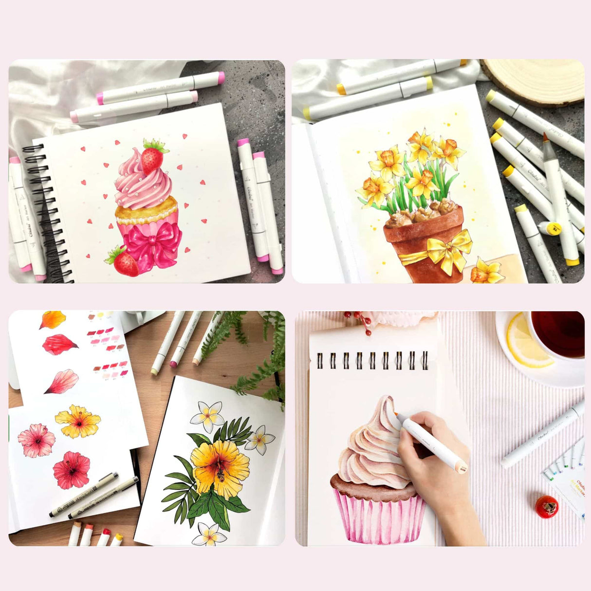 Ohuhu - Set 48 Marcadores al Alcohol Honolulu A Doble Punta Pastel