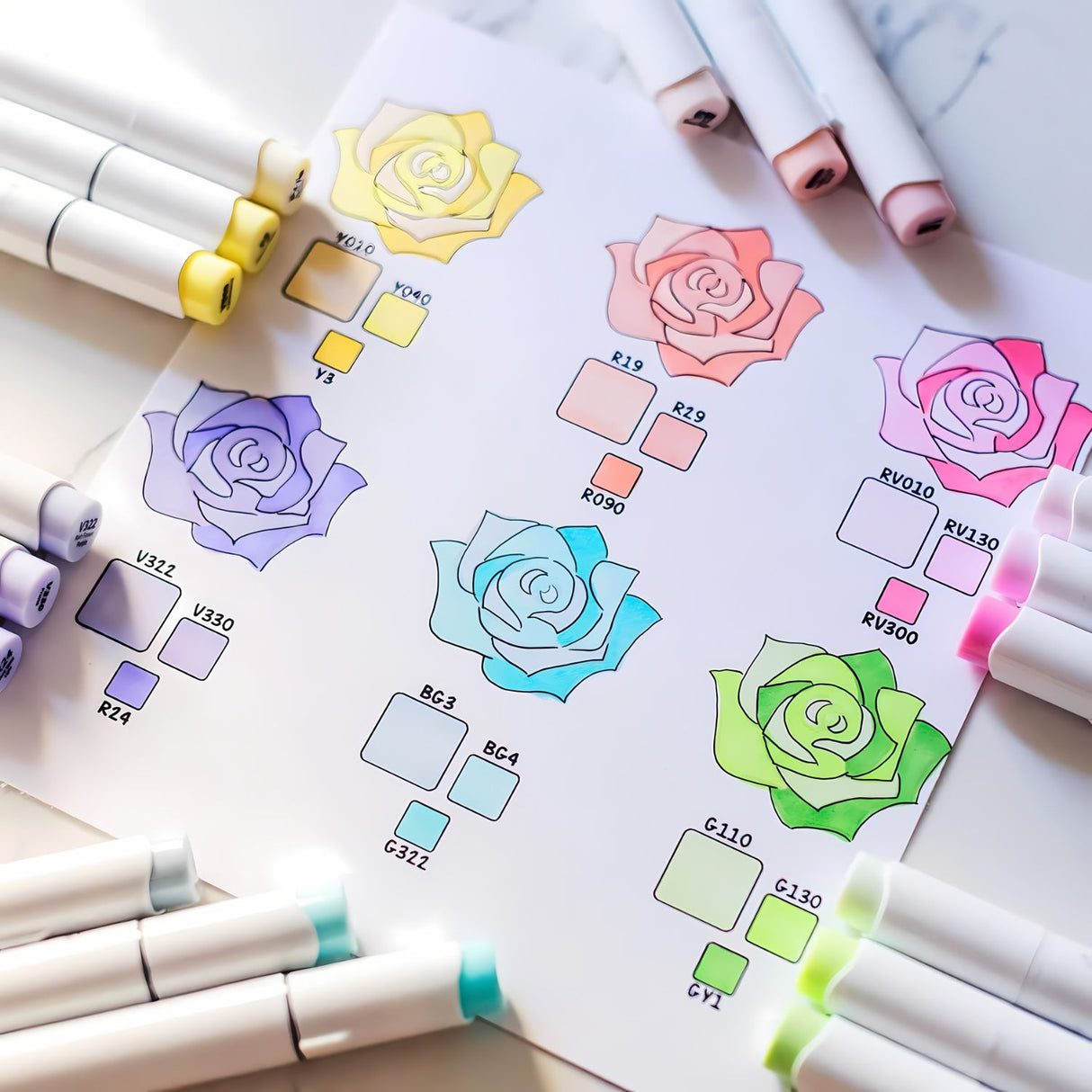 Ohuhu - Set 48 Marcadores al Alcohol Honolulu A Doble Punta Pastel Floreciente