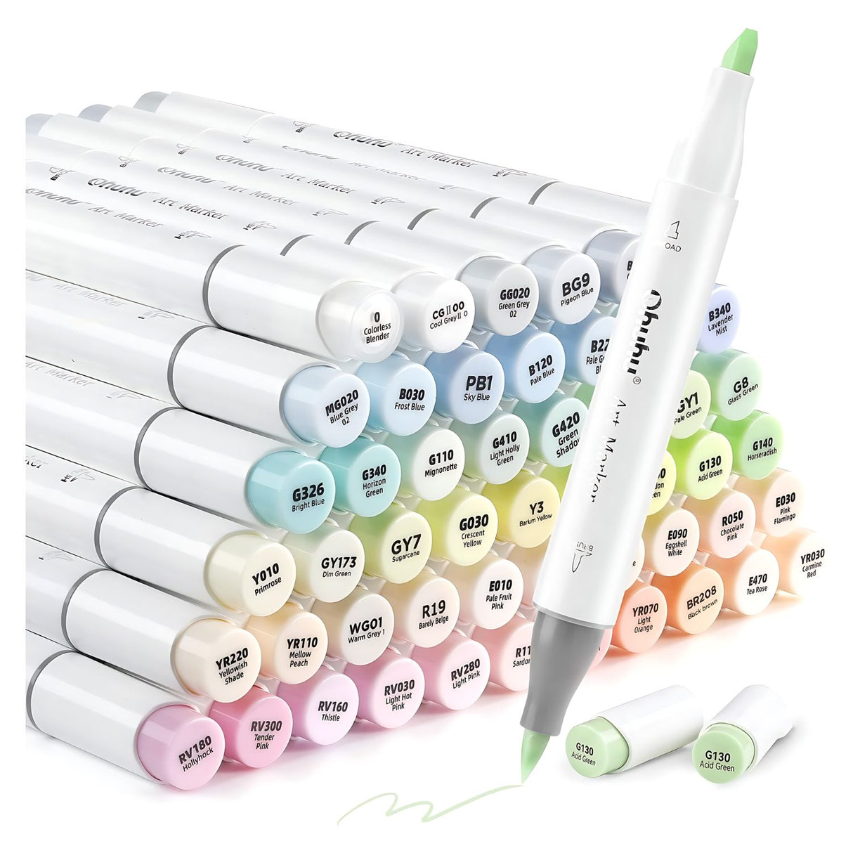 Ohuhu - Set 48 Marcadores al Alcohol Honolulu A Doble Punta Pastel Floreciente