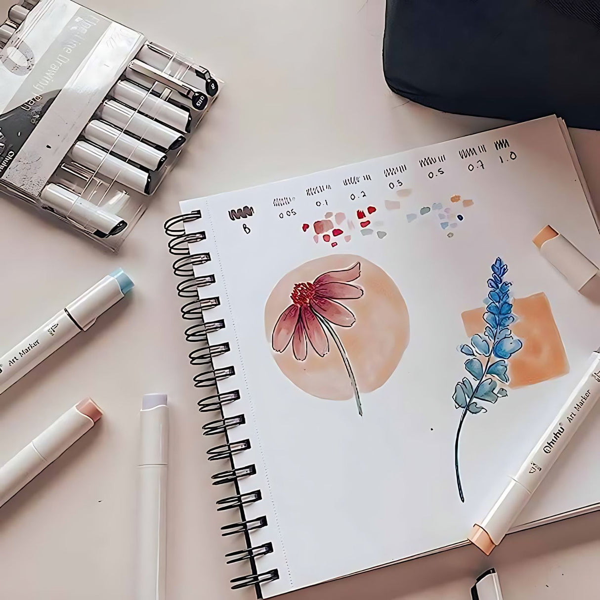 Ohuhu - Set 48 Marcadores al Alcohol Honolulu B Doble Punta Mid Tones