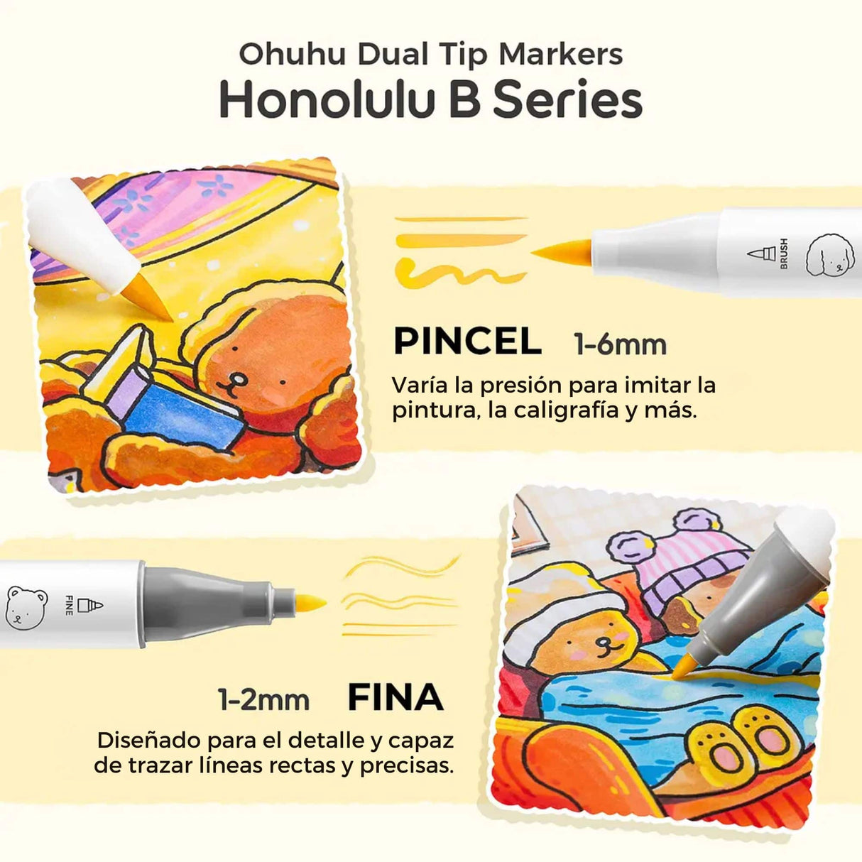 Ohuhu - Set 48 Marcadores al Alcohol Honolulu B Doble Punta Bobbie Goods Edition